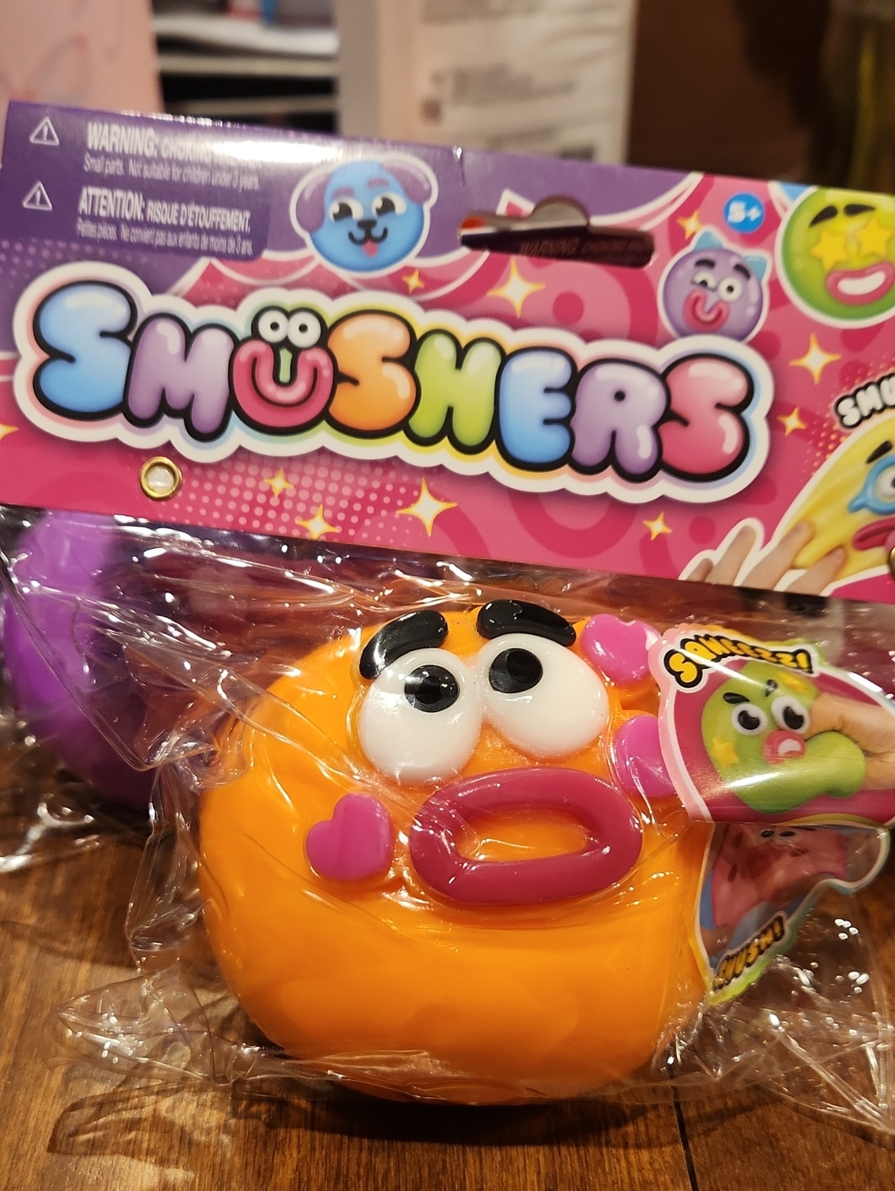 Smushers Orange Heart-Face Squishy Toy by Smushers